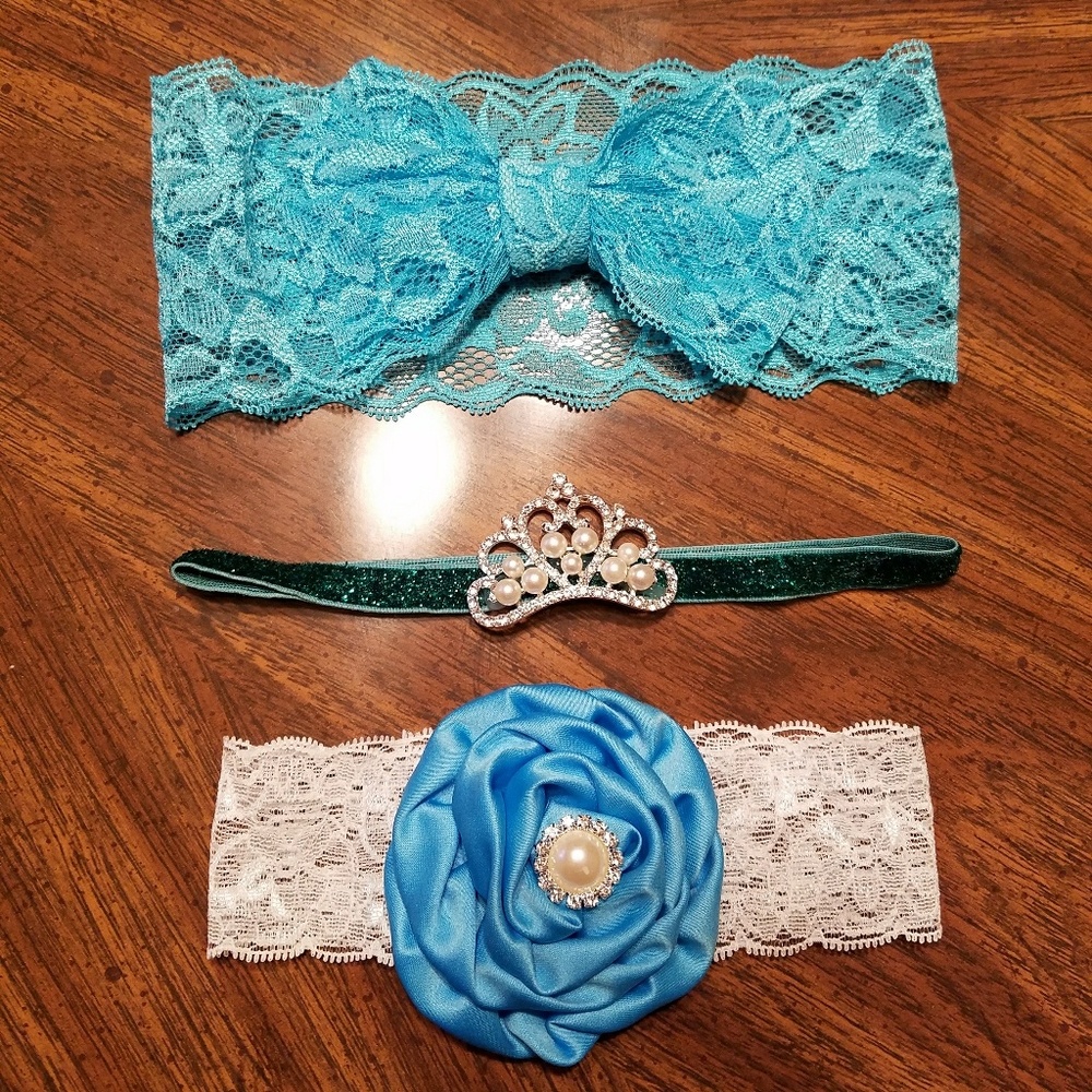 Blue/Green Baby Headband Lot